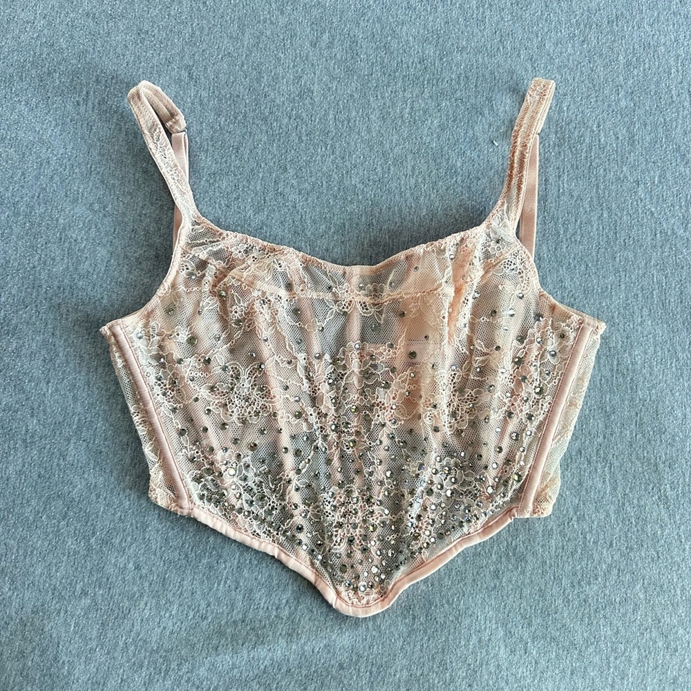 Victoria's Secret Lace Sheer Top pink